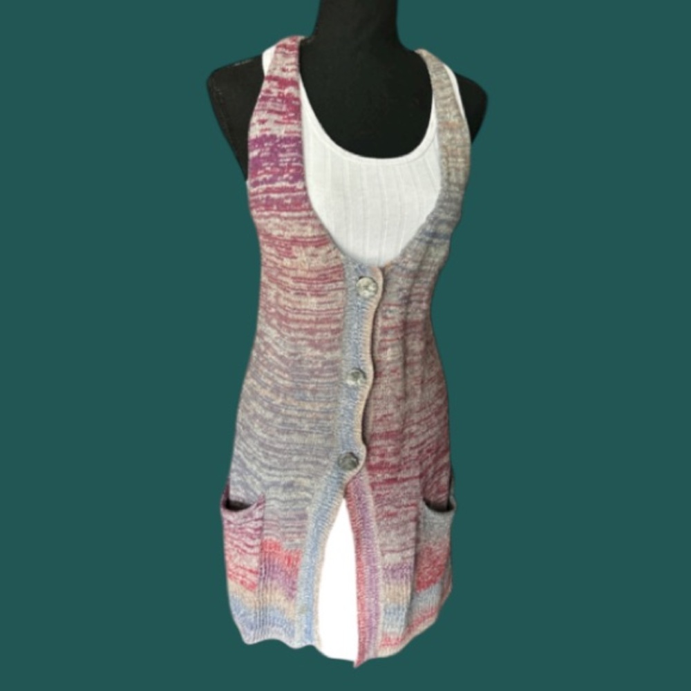 🔥 MUDD! VTG Y2K! BOHO! LONG SWEATER VEST CARDIE! MULTI-COLOR! TRENDING! 🔥